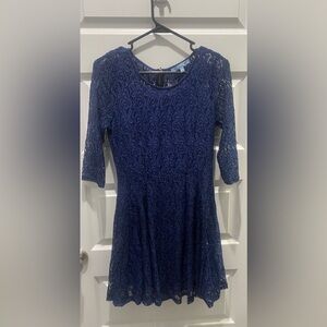 Fishbowl Navy Blue Lace Dress 3/4 Sleeve Size Small